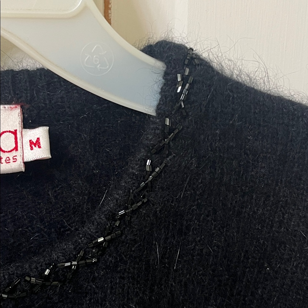 RAFFAELLO ROSSI black angora & lambswool 
Short Sleeve Top